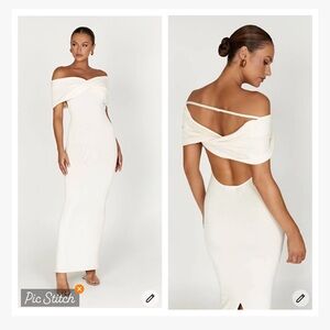 Meshki Off-Shoulder White Maxi Dress